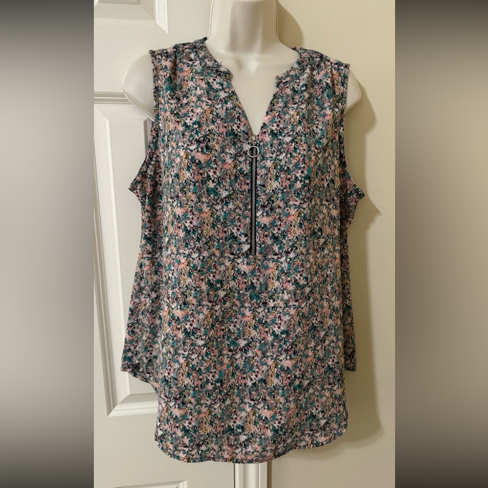Apt. 9 Multicolor Floral Blouse with Zipper